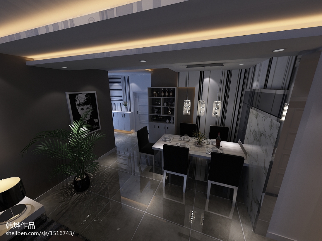 利達(dá)廣場(chǎng)現(xiàn)代簡(jiǎn)約風(fēng)三居室 餐廳空間的藝術(shù)與功能融合